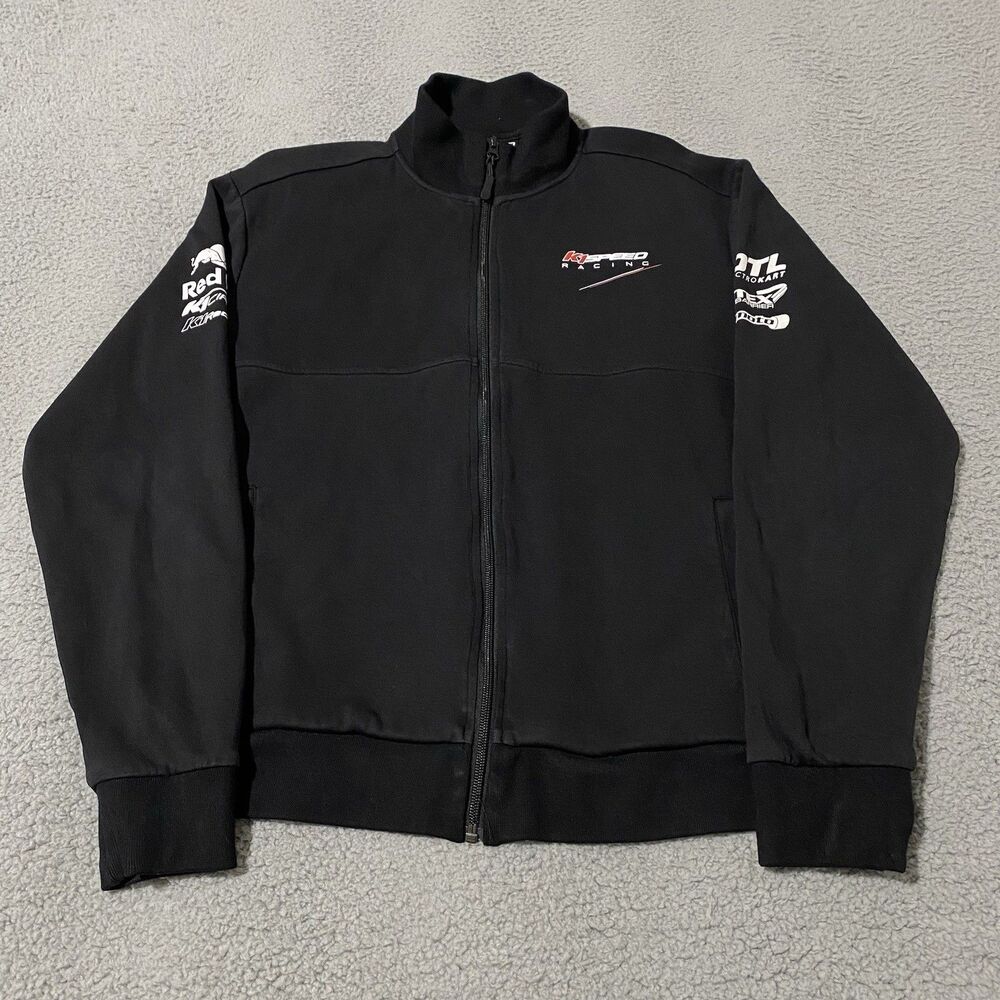 K1 Speed Racing Jacket Mens Medium Black Karting Sponsors Windbreaker Full Zip